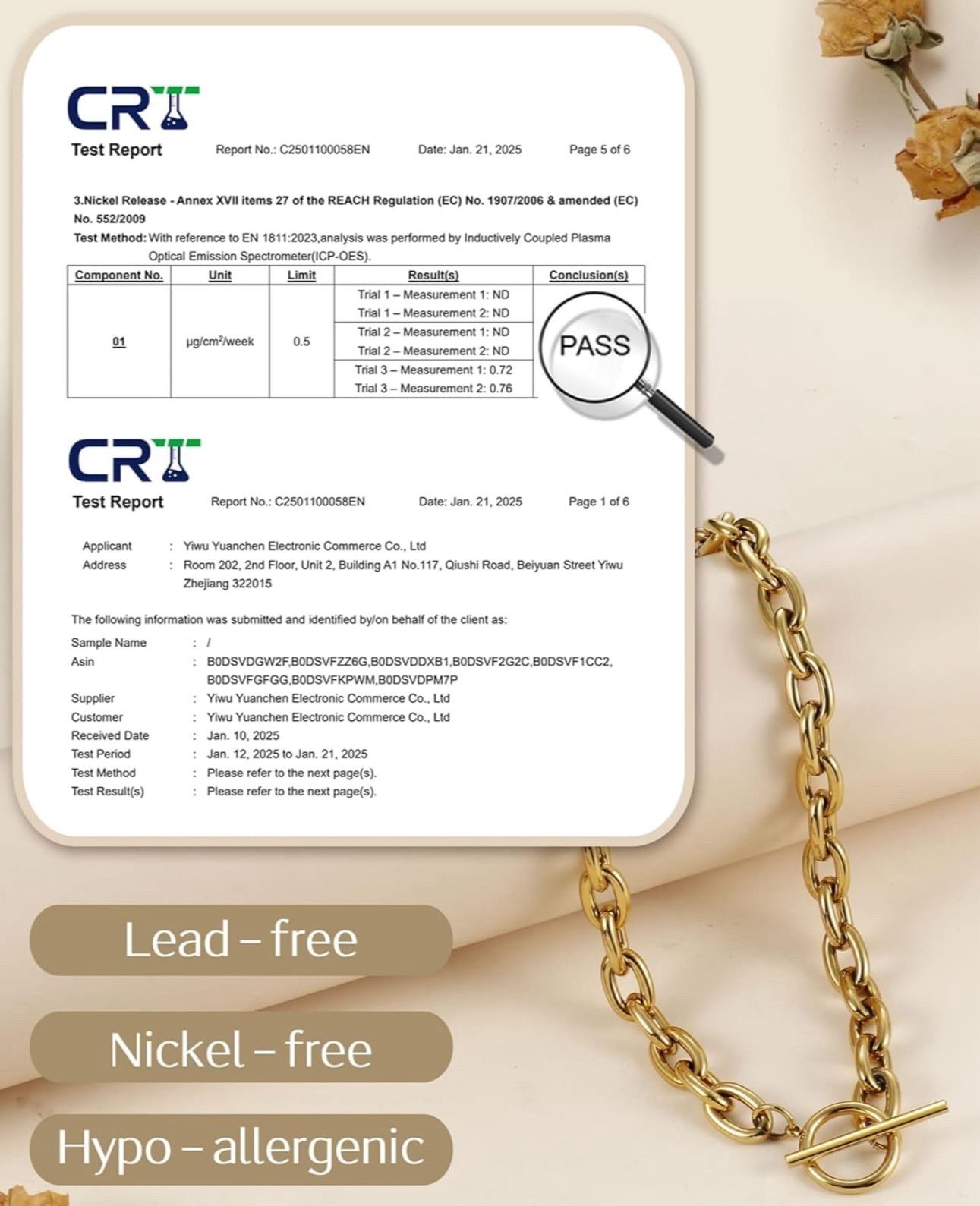 18k Gold Plated Stainless Steel Chic Gold Chain Necklace with Toggle Clasp