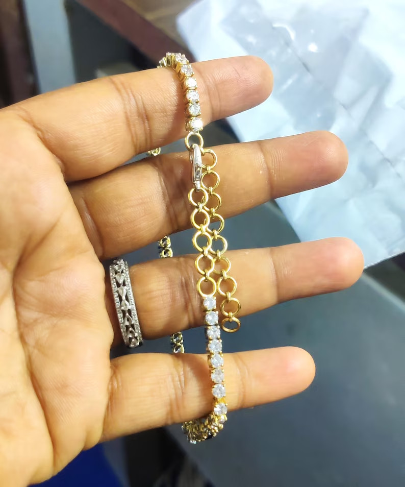 6 Ct Round Simulated Diamond Evil Eye Tennis Bracelet 925 Yellow Sterling Silver