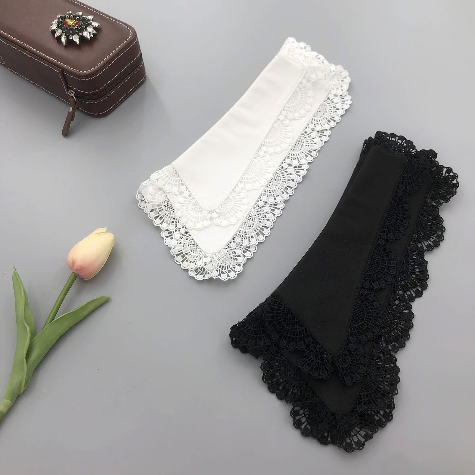 Detachable Dickey Faux Lapel False Collar Black White Women Girls Accessory