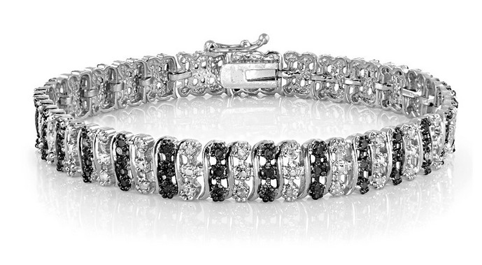 4.03CT Black Onyx & Cubic Zirconia Lab-Created Women’s Beautiful Bracelet