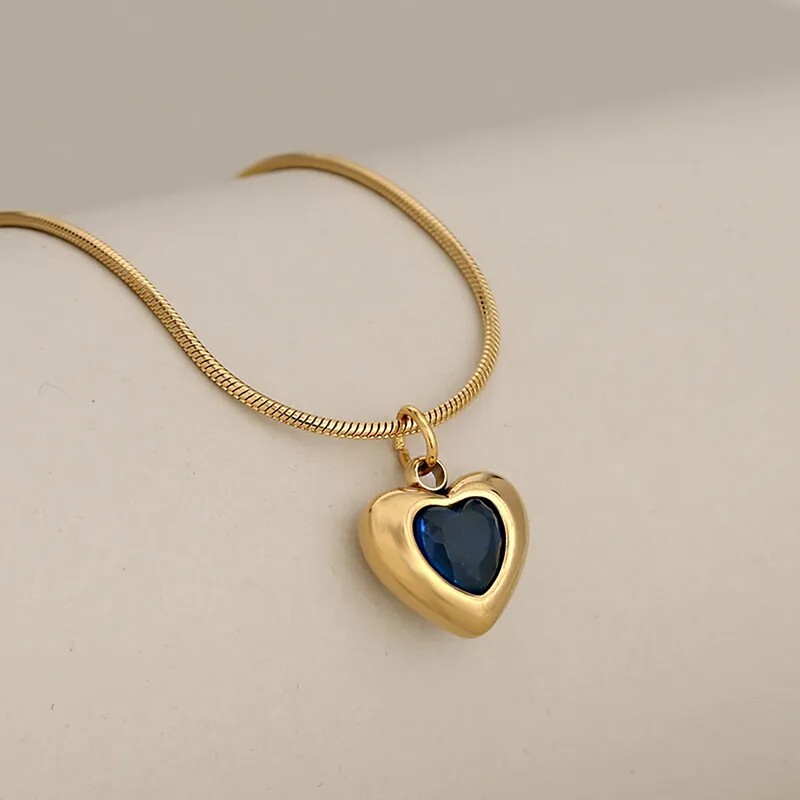 Princess Cute Classic Style Zircon Heart Shape Pendant Necklace Jewelry