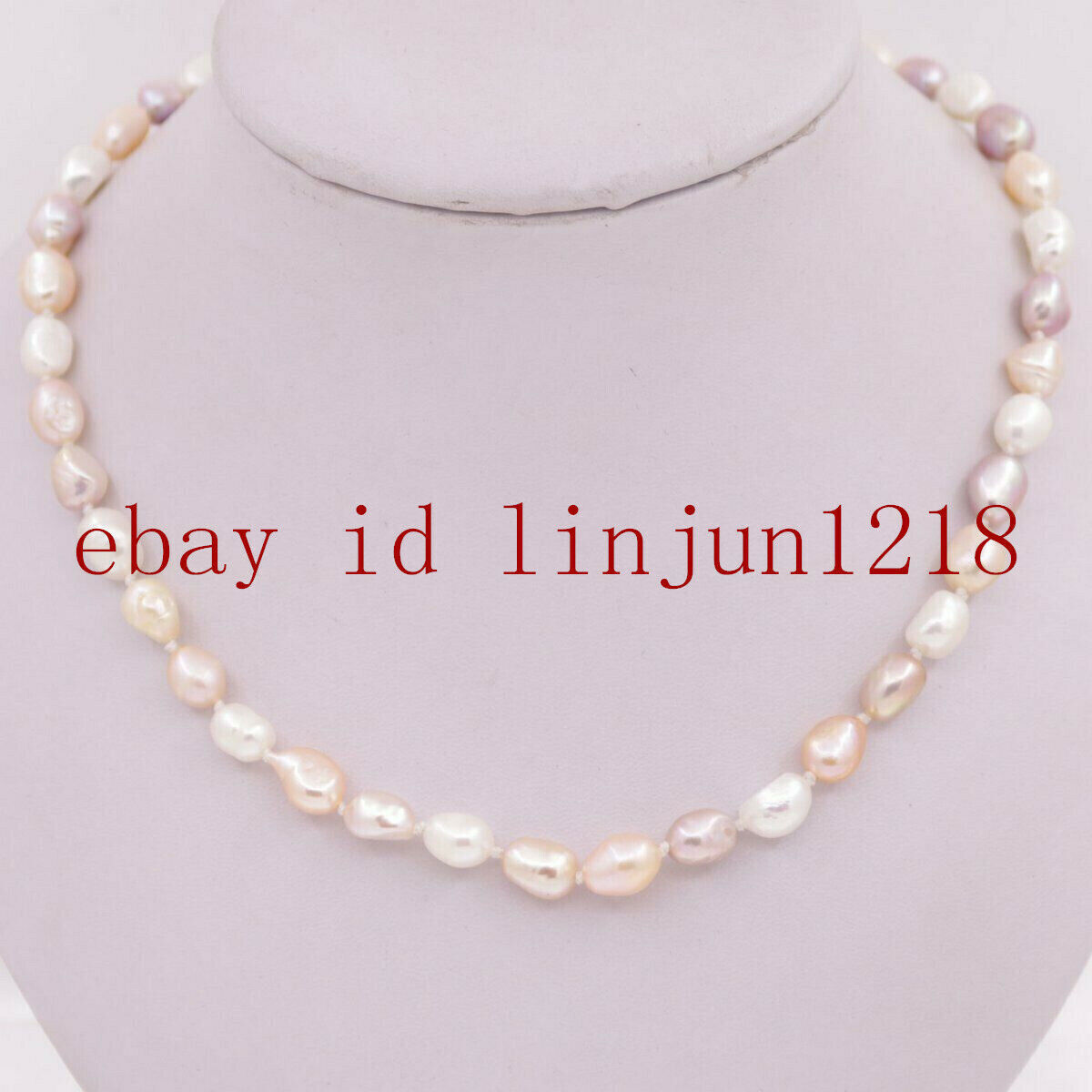 Natural 7-8mm White Pink Purple Pearl Freshwater Cultured Necklace 18-50″ AAA