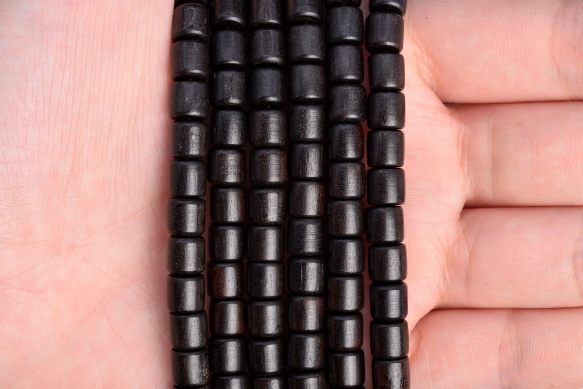 6x6MM 108 Pcs Ebony Blackwood Mala Beads Natural Wood Round Tube Beads 27″