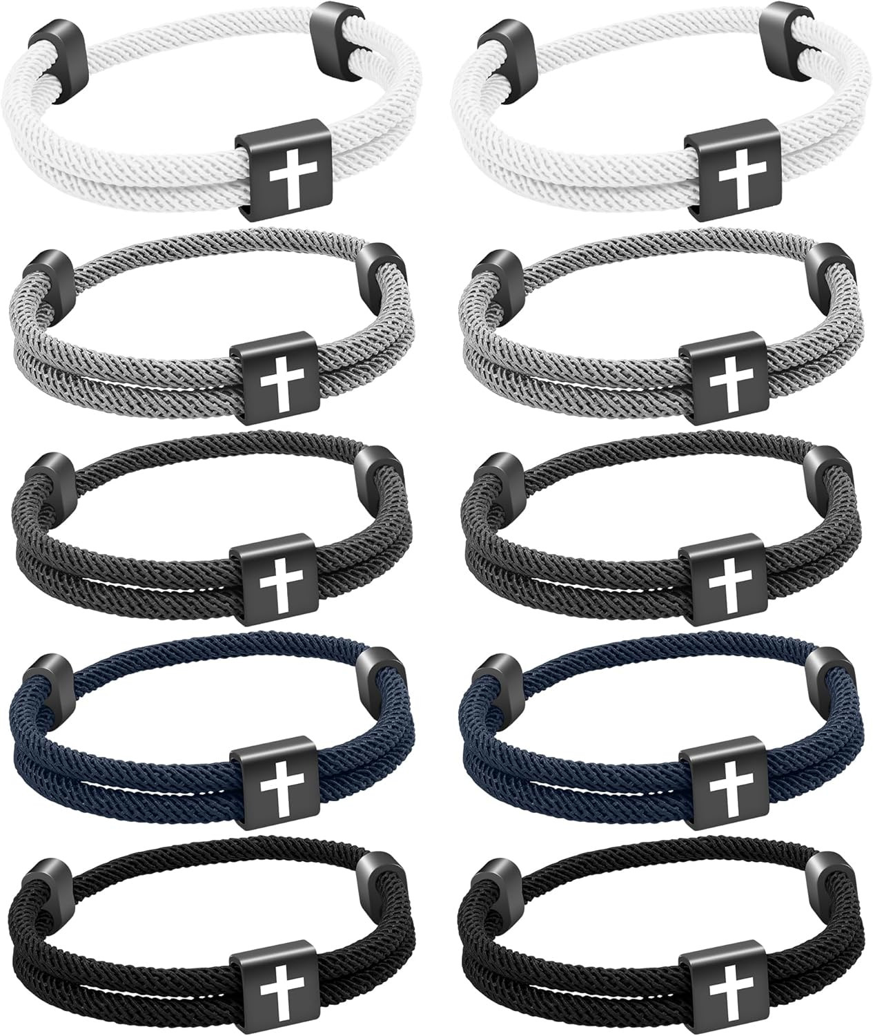 10PCS Christian Jesus Cross Rope Bracelet, Braided Cord Bracelet for Men Women