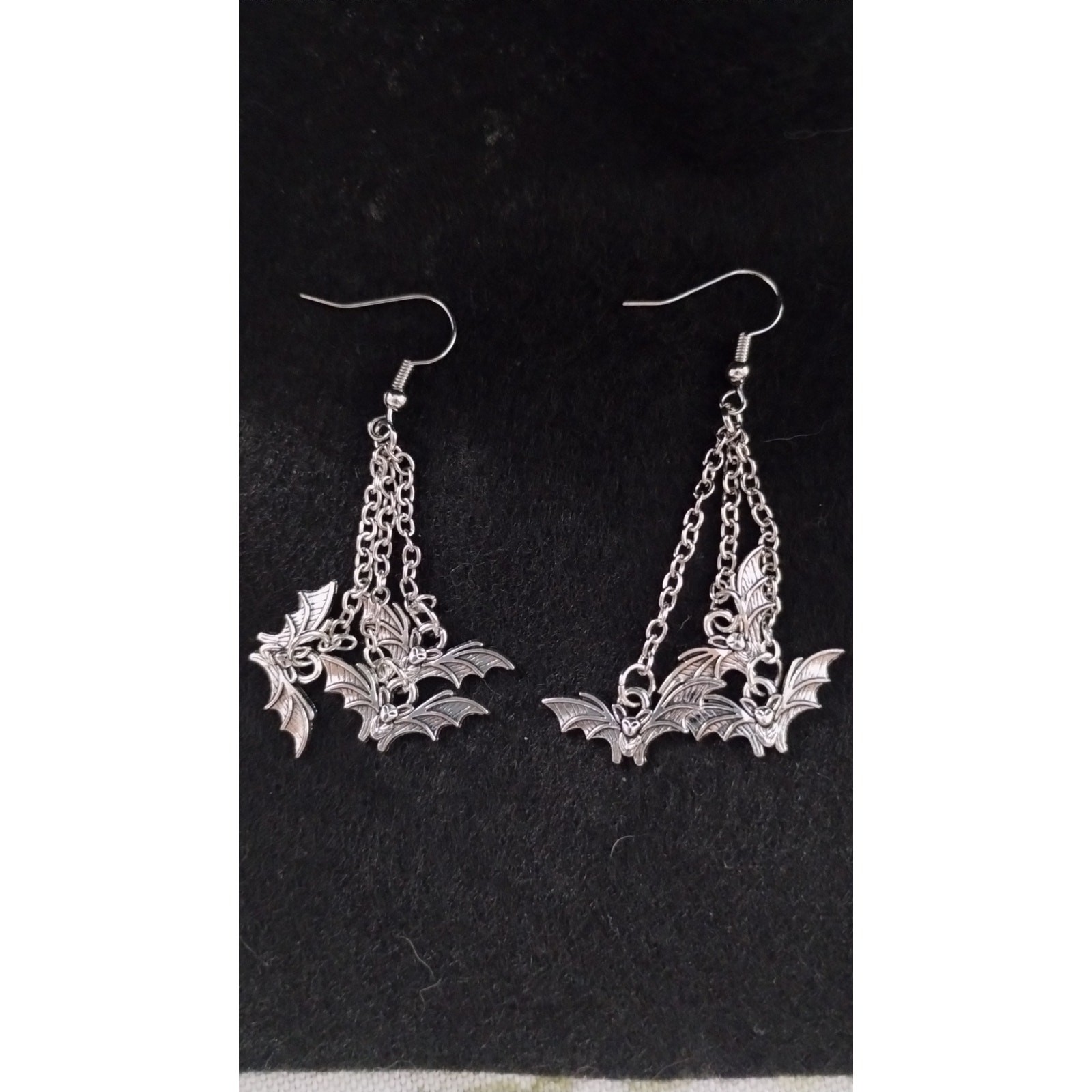 Halloween Bat Dangle Earrings Gothic Beaded Earrings Spooky Halloween Jewelry