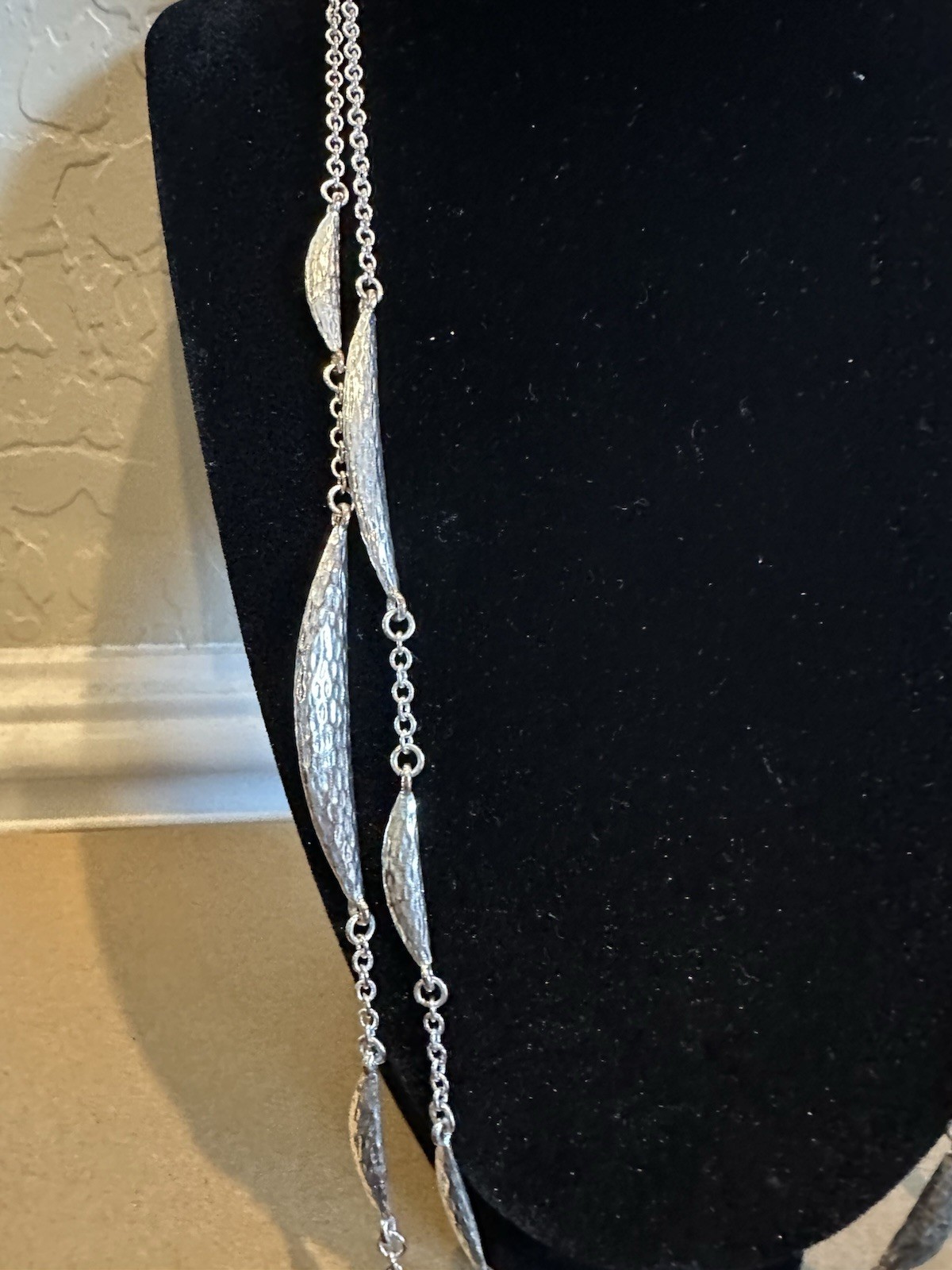 Chico’s Silver Tone Layered Station Cable Chain Necklace Lobster Clasp Signed