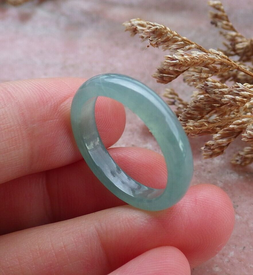 Video Certified Icy Green Natural A Jadeite Jade Circle Ring NO. 8 戒指 # 409845