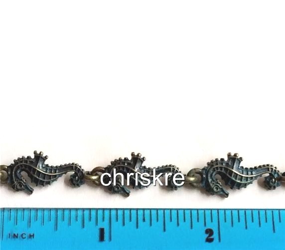 Seahorse Charm Bracelet Magnetic Brass Sea Life Horse Island Beach Nautical 7.5″