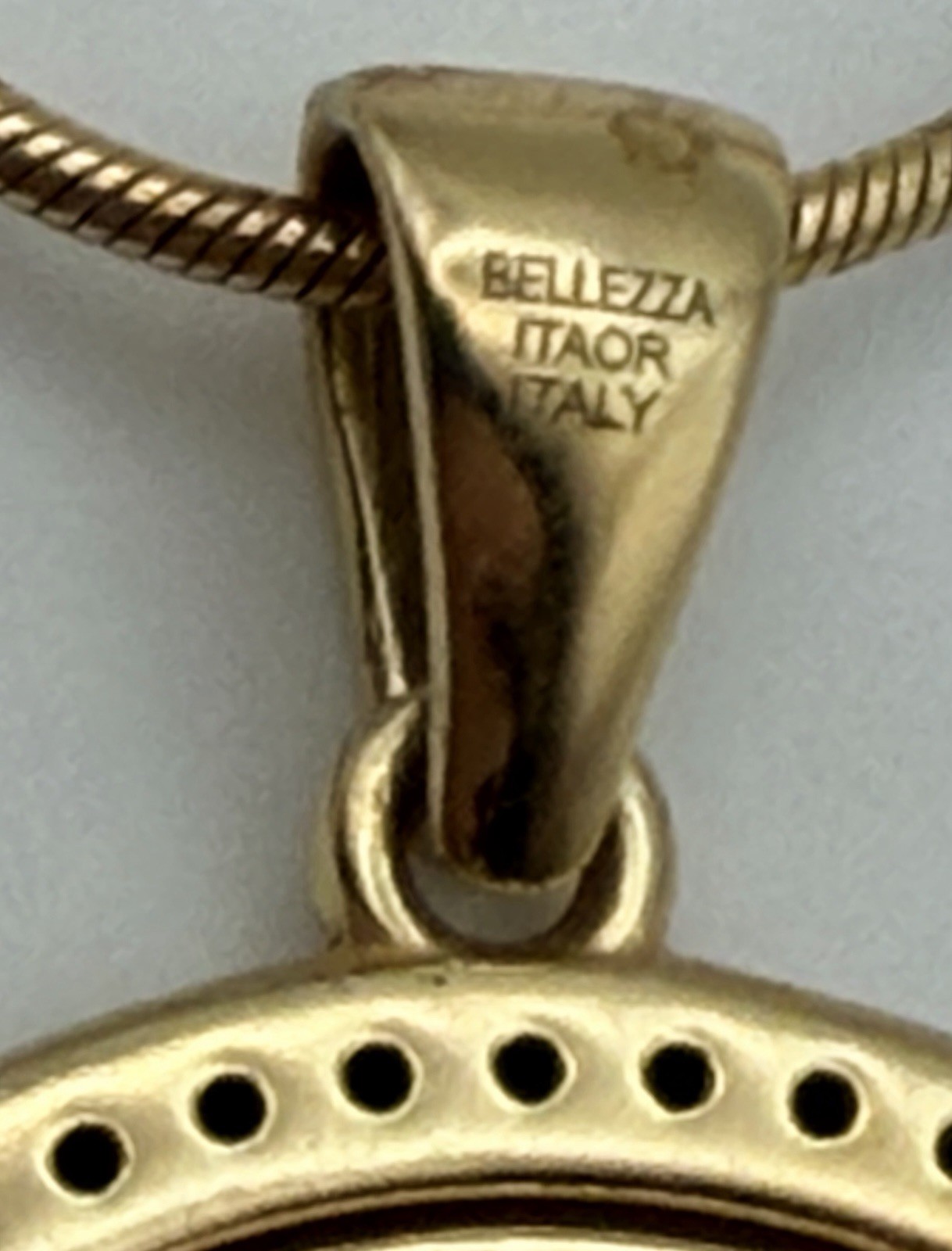 Bezzella ITAOR Necklace 23″ Faux-Saphire Lira Coin Pendant Charm Gold Tone Italy
