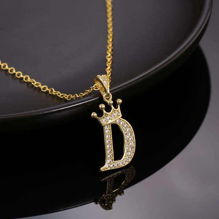 26 Crown Capital Initial Letters Necklace Chain Pendant Love Bridesmaid Jewelry