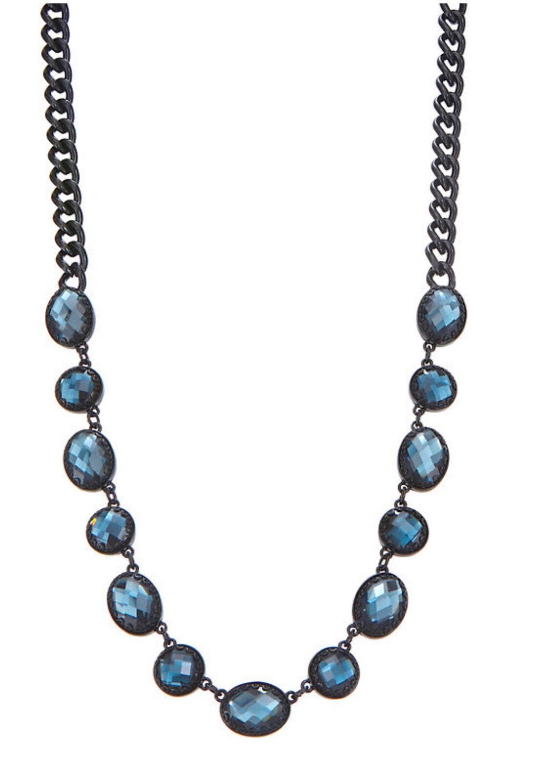 Simply Vera Wang Simulated Grayish Blue Crystal Frontal Necklace – New