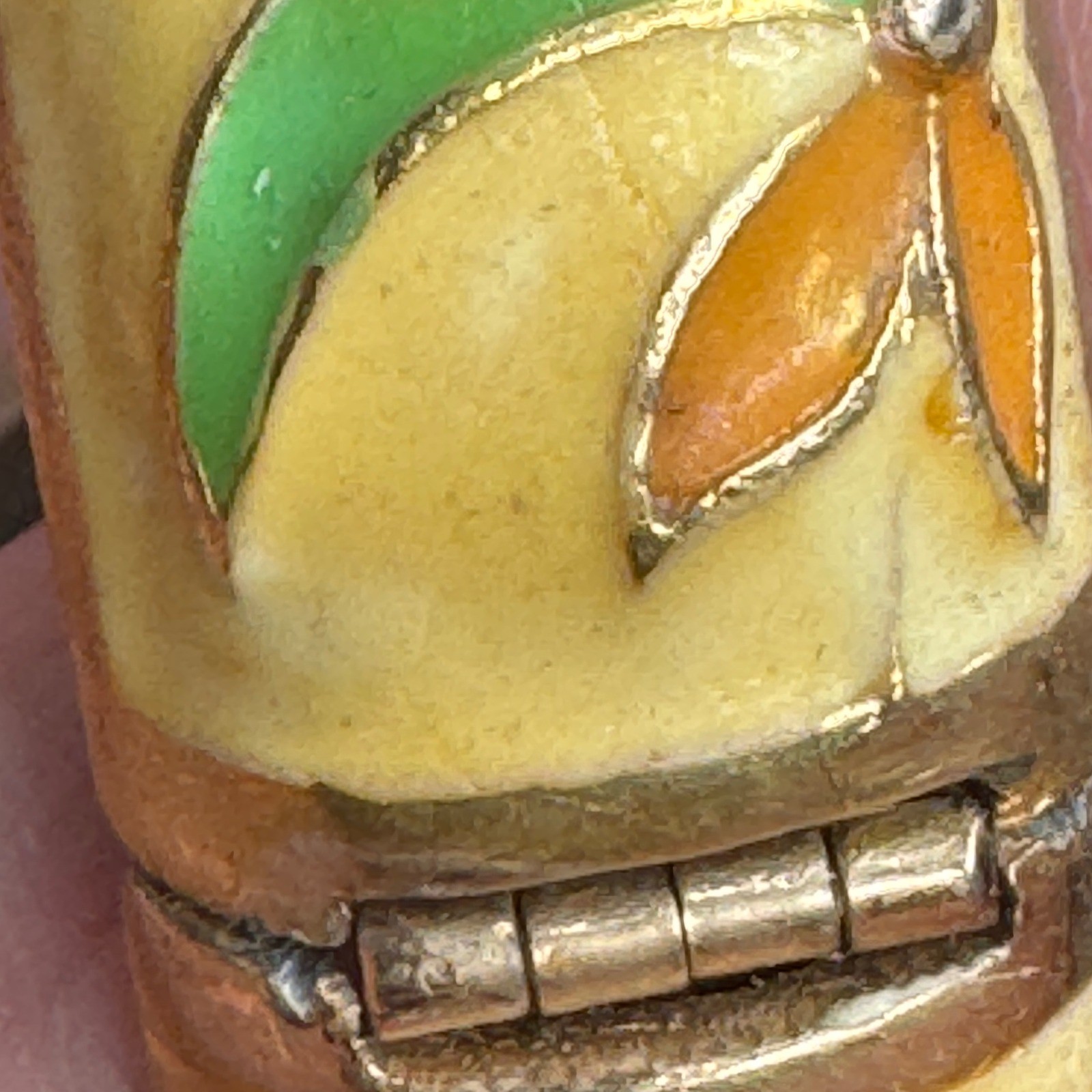Vintage Cloisonne Bangle Bracelet Hinged Brass Heated Enamel Floral Asian Art
