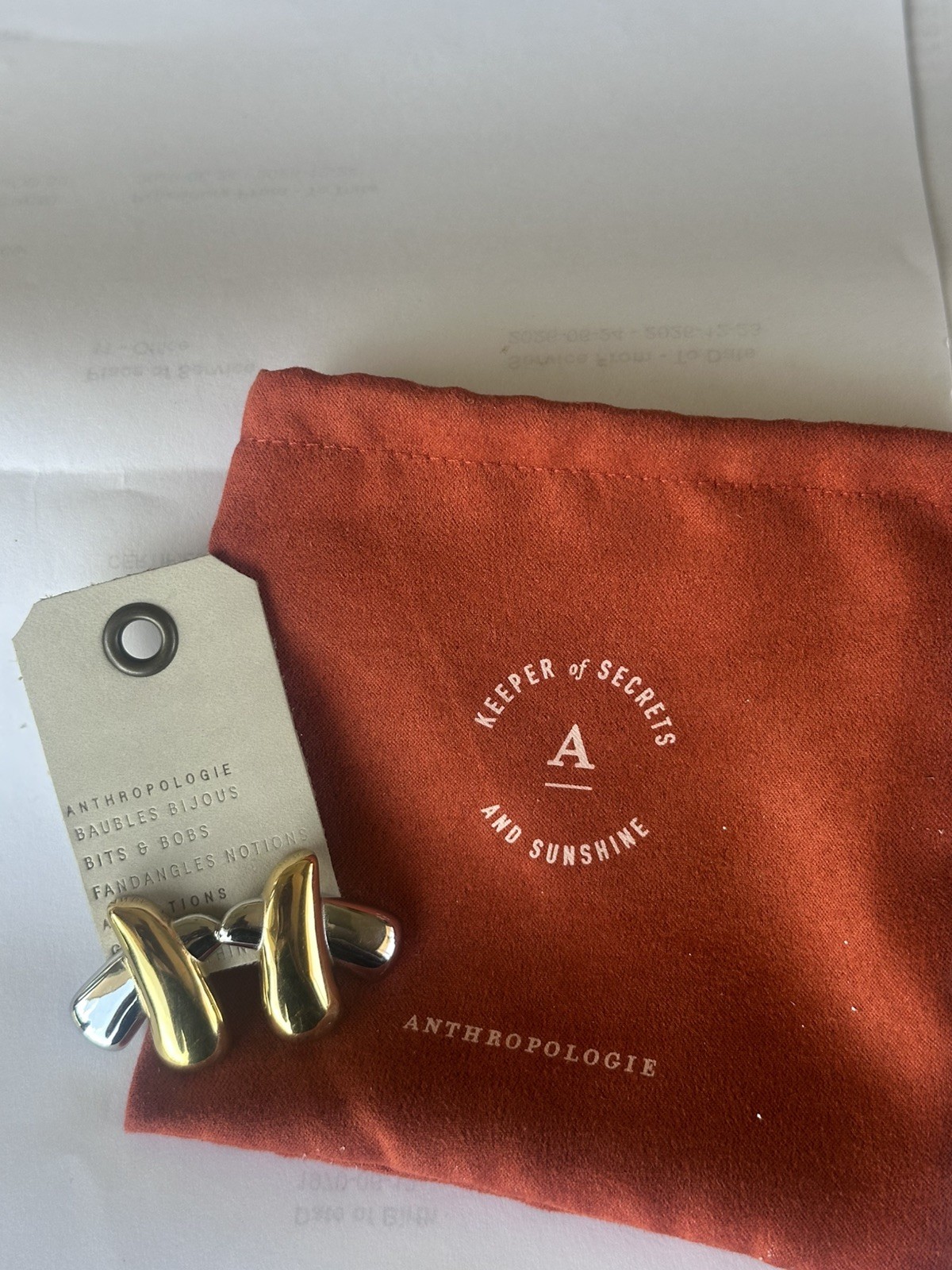 NWT Anthropologie mixed metal post Earrings SRP $38