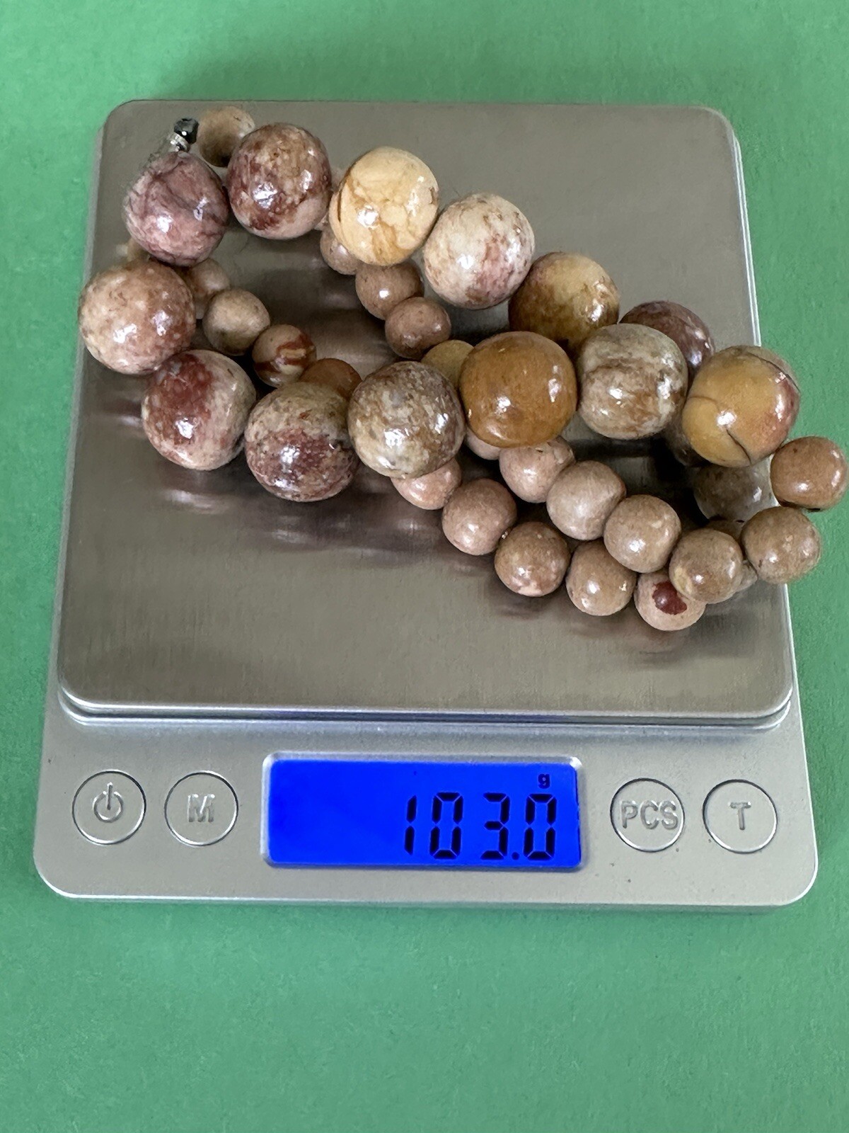 Beaded Necklace Brown Cream marbled Graduated 100g + Heavy