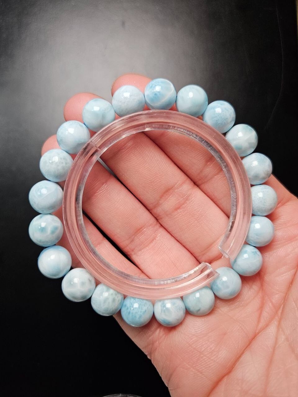 Exact Product as Shown!! All Natural Blue Larima Gemstone Beaded Bracelet