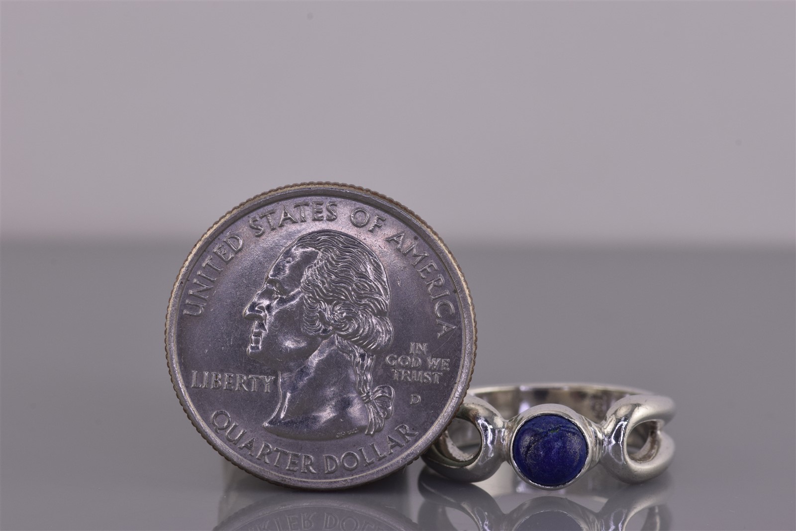 Premier Design Sterling Silver Blue Lapis Button Loop Solid Band Ring 925 Sz: 6