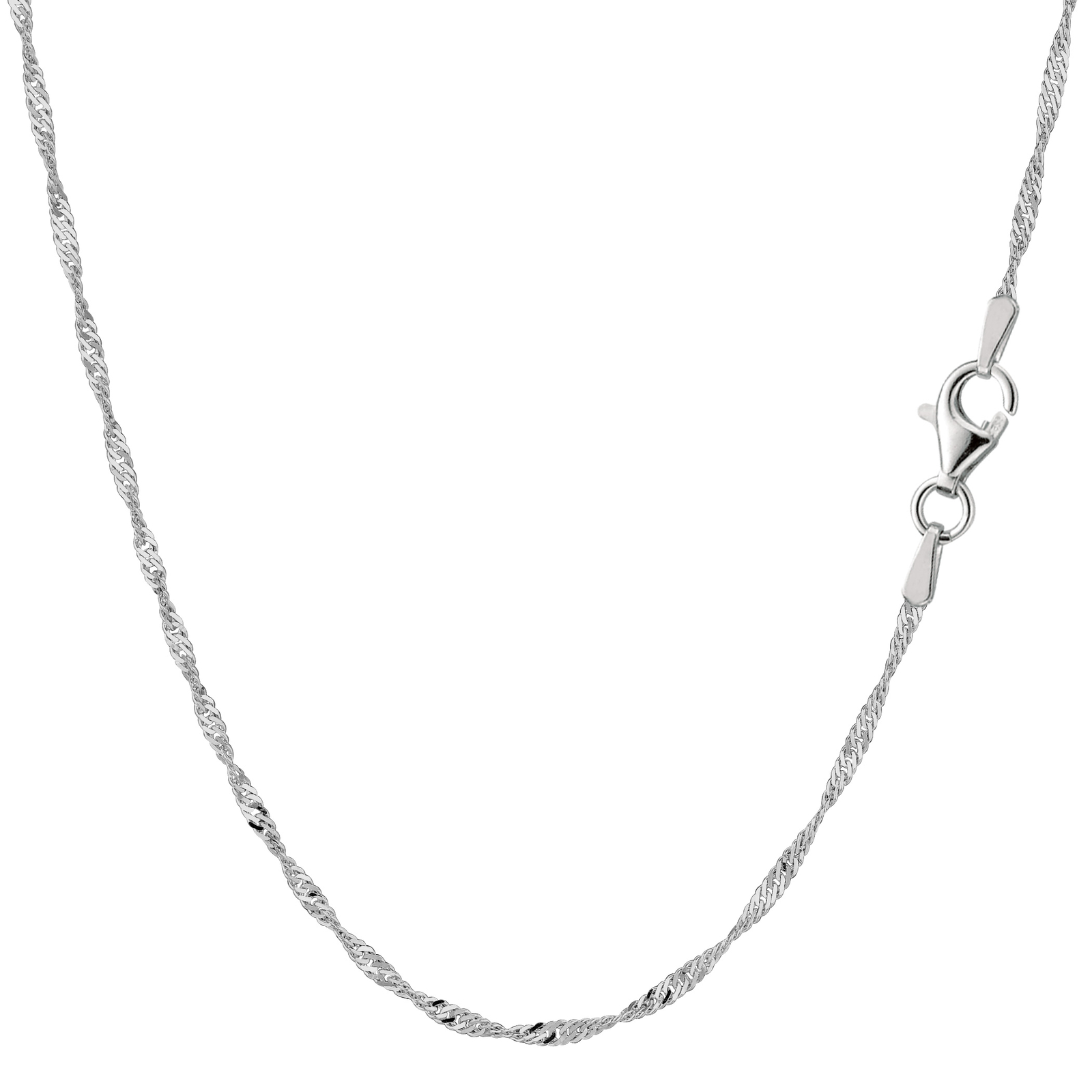 925 Sterling Silver Rhodium Plated Singapore Chain, Width, 1.6mm