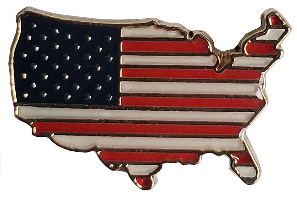 Pack of 2 USA Flag United States of America Country Map Hat Cap Lapel Pin