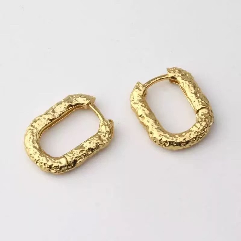 925 Silver Textured Huggie Hoop Earrings 7mm Small Hammered Earrings A47