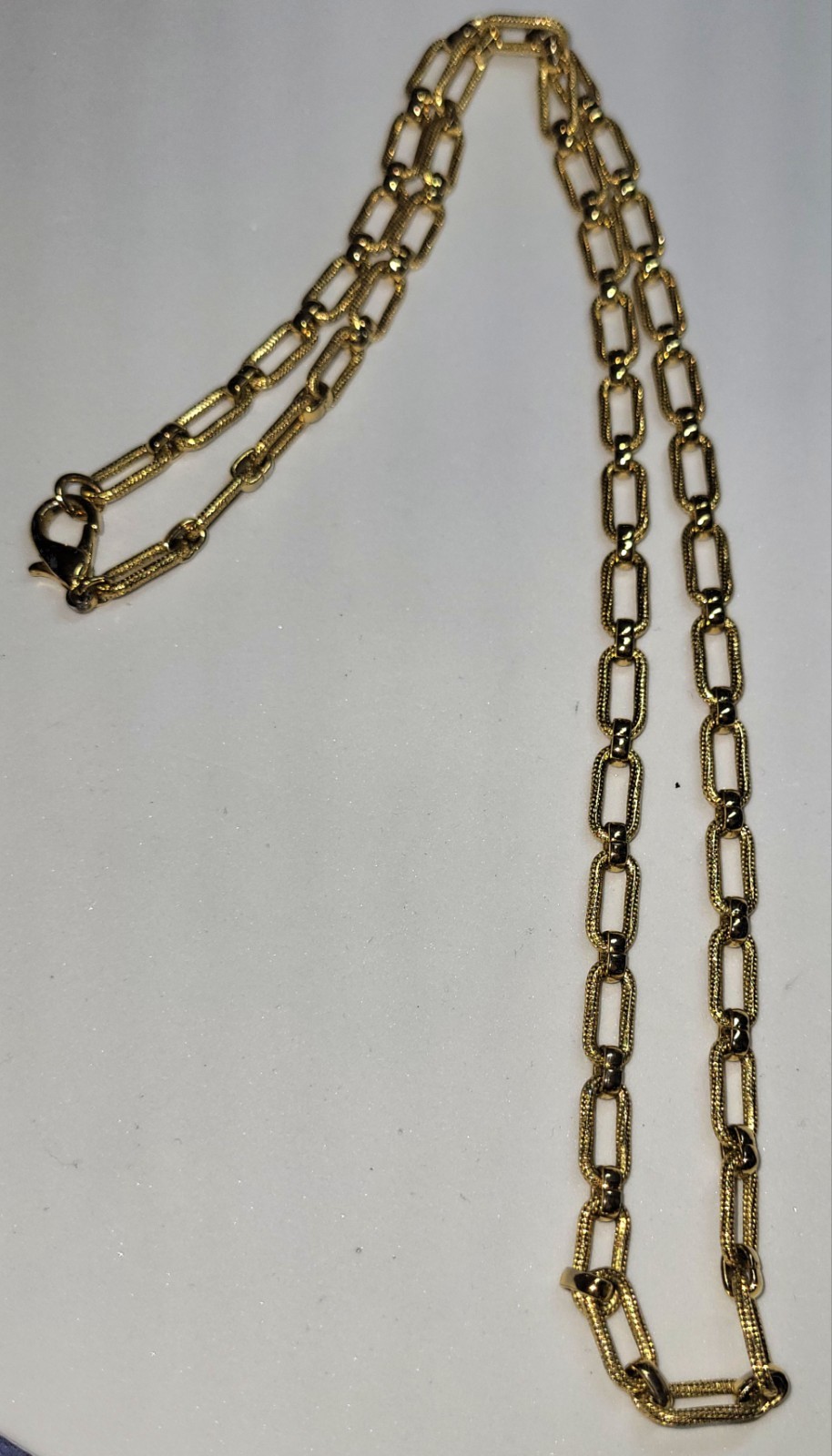 Goldtone Paperclip Chain Necklace 24″ Long Very Good Condition Pre Owned