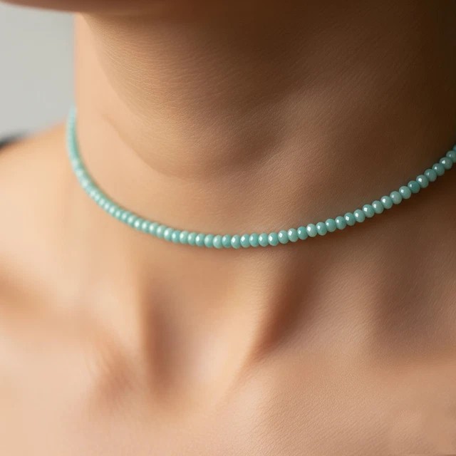 Amazonite Handmade Necklace 3mm Faceted Bead Choker Healing Crystal Gifts