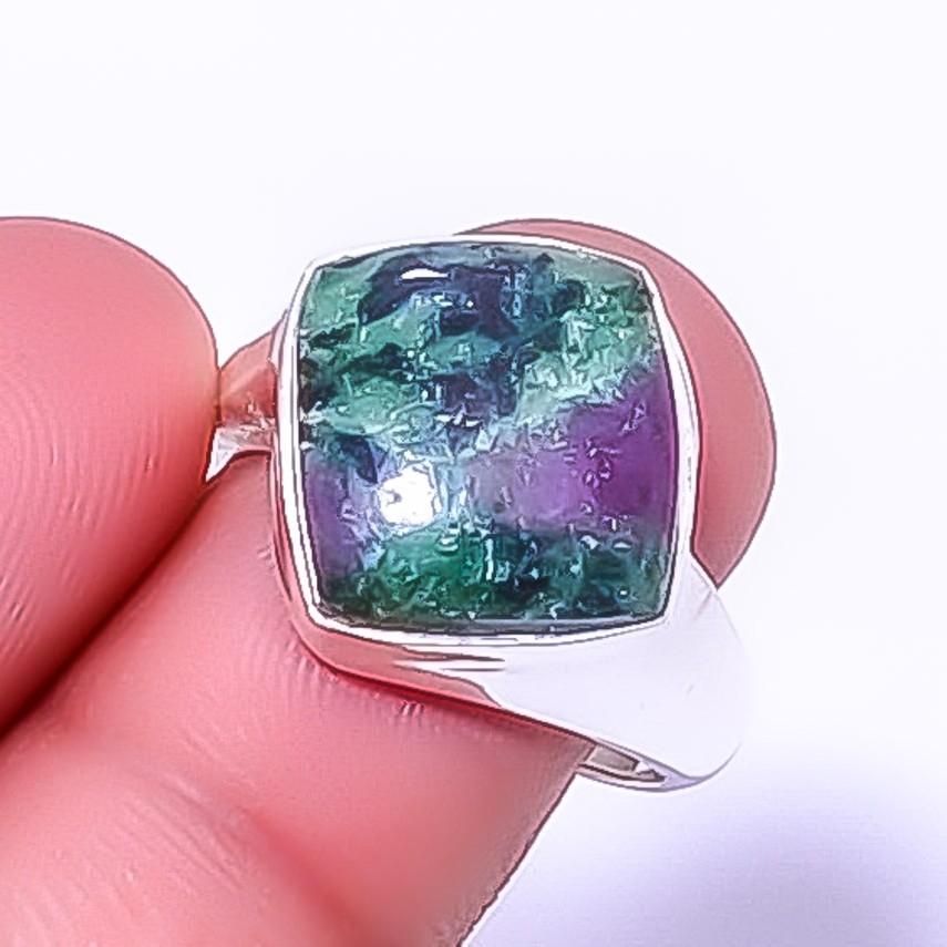 Ruby With Zoisite – Longido Mines 925 Sterling Silver Ring s.8.5 A344