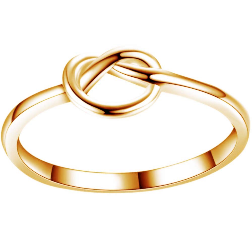 Stainless Steel Love Knot Friendship Promise Ring Size 3-13 (Gold, 9)