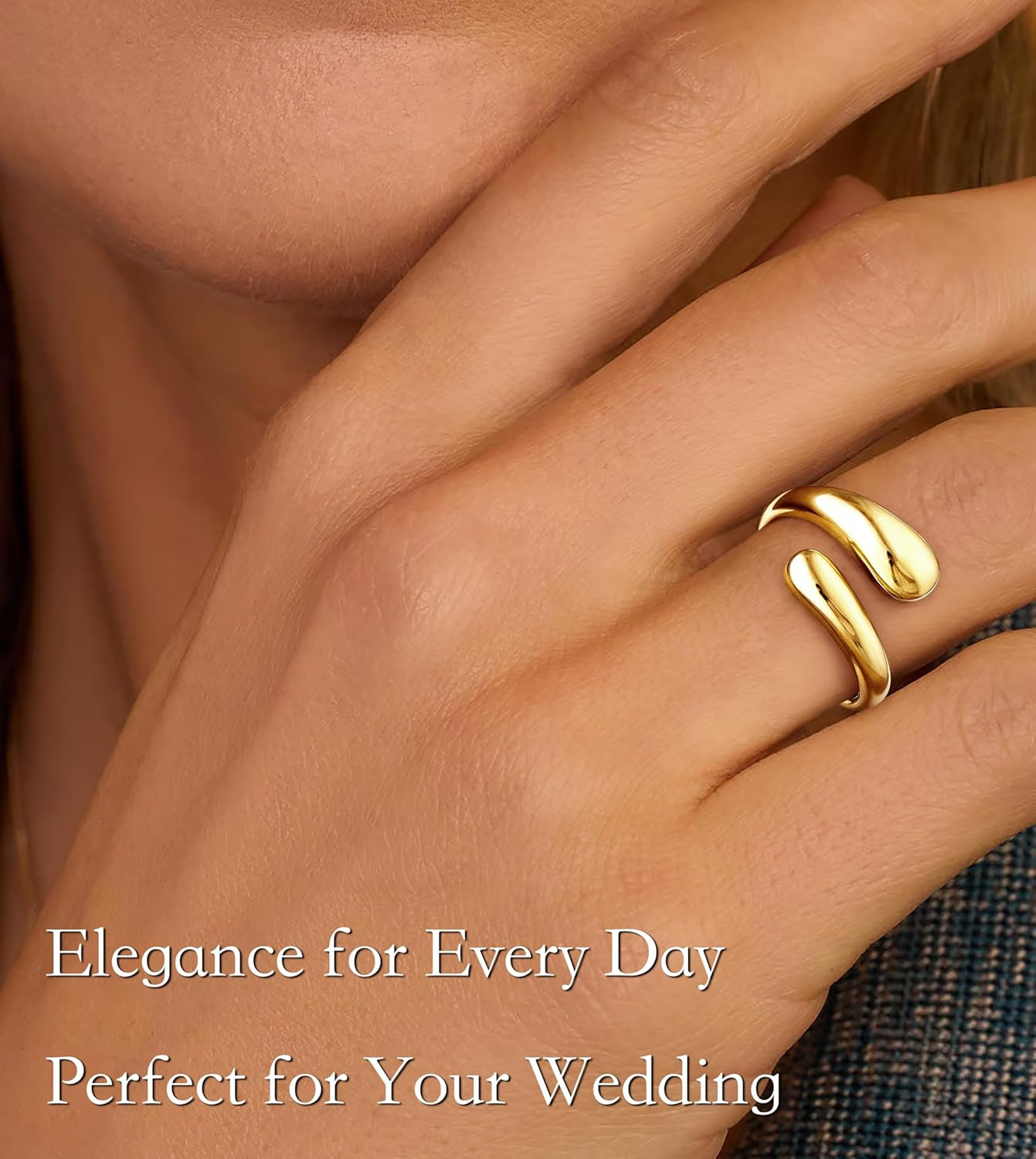 Adjustable Mixed Metal Dome Eternity Band Ring Gold Plated Size 3-13