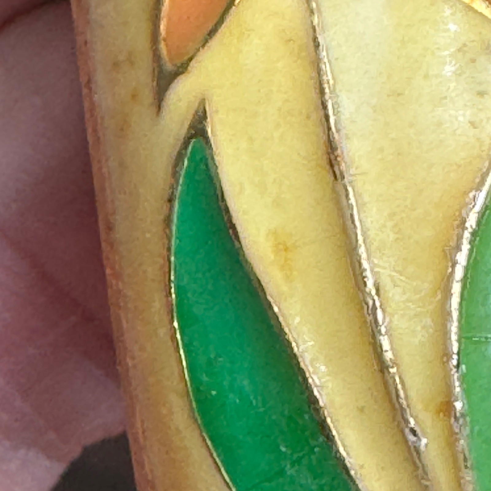Vintage Cloisonne Bangle Bracelet Hinged Brass Heated Enamel Floral Asian Art