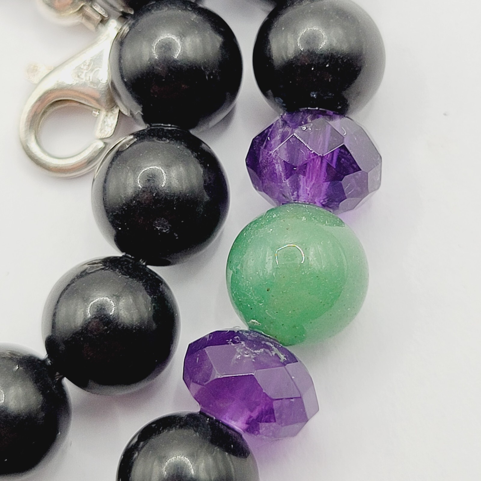 Jay King DTR 925 Black Stone Amethyst Aventurine Beaded Necklace Mine Finds