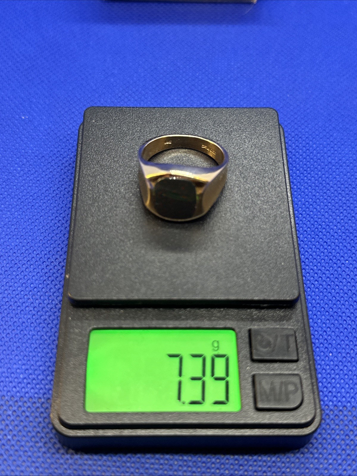 Vintage 10k Yellow Gold Round Bloodstone Size 9 Polished Unisex Ring 7.3 Grams