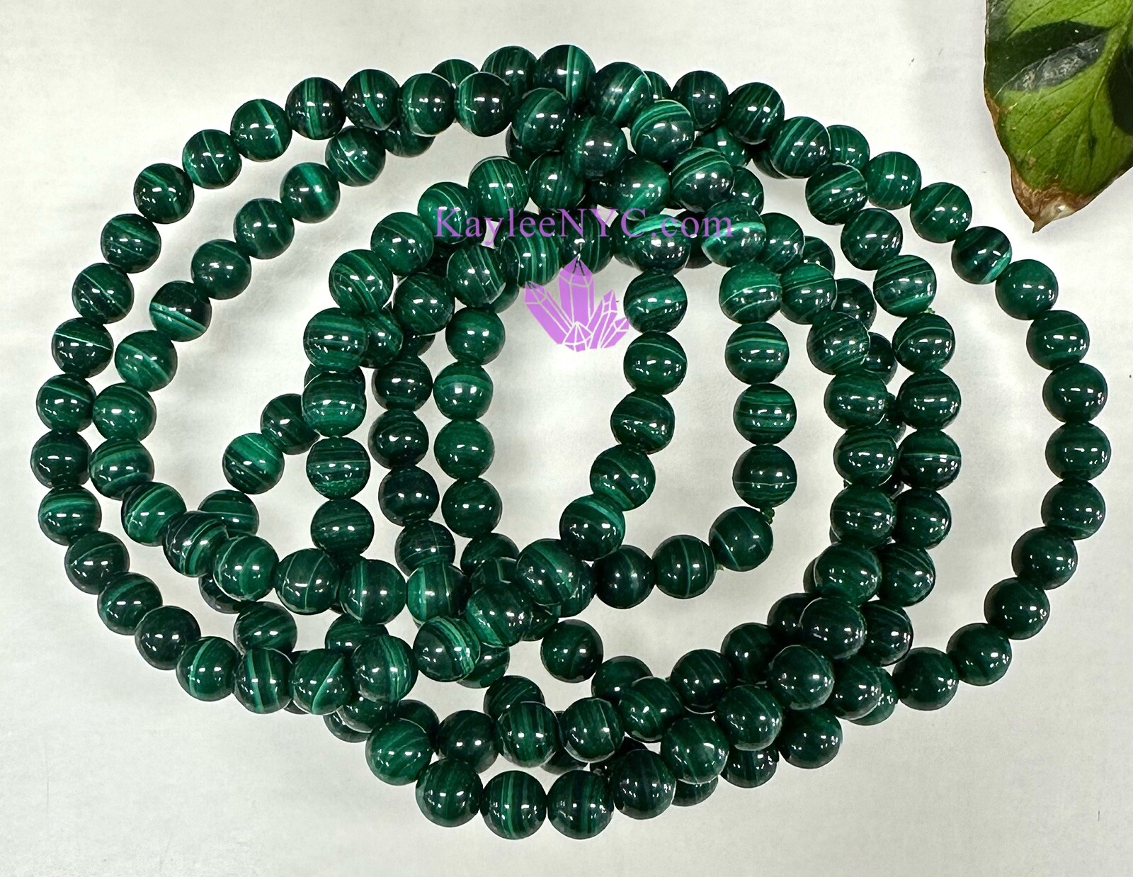 Wholesale 6 Pcs Natural Malachite 6mm 7.5” Crystal Healing Stretch Bracelet