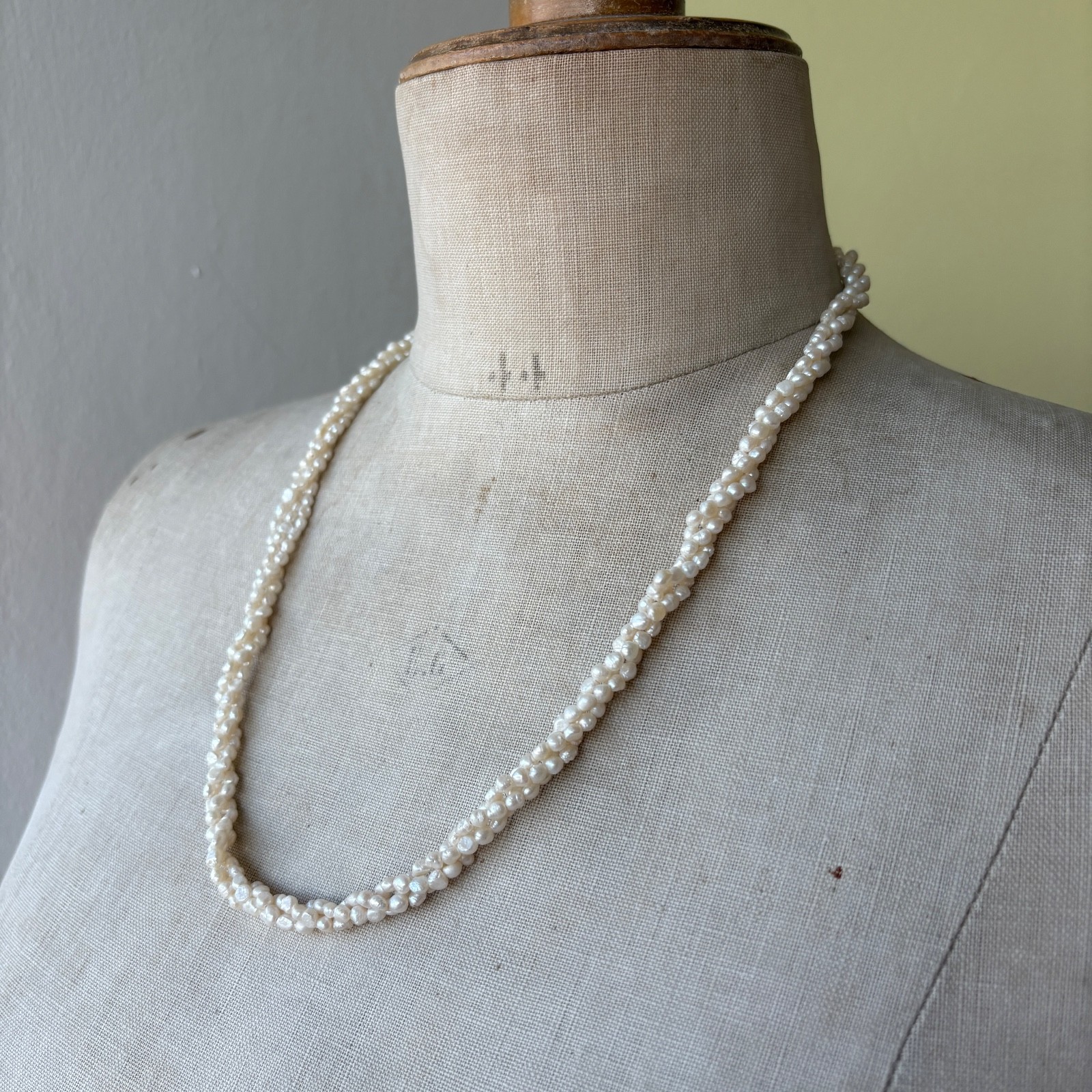 Vintage 58cm three strand genuine freshwater pearl necklace real pearl necklace