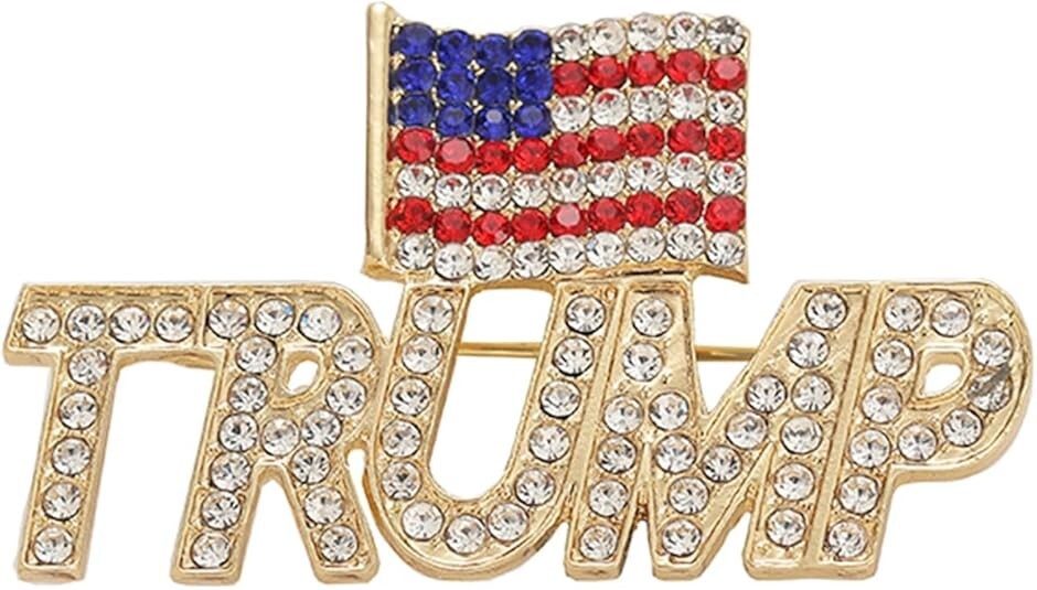 Trump USA Flag Pin Brooch with Rhinestone Elegant