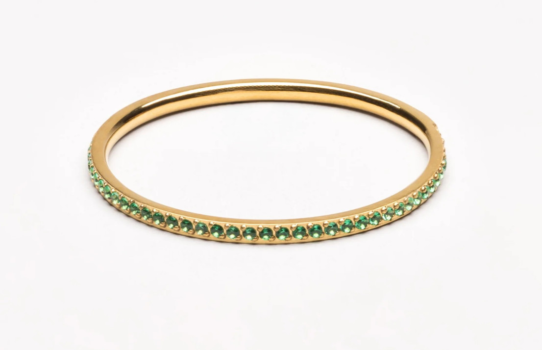 Atolea Small Green Gem Gold Band Tarnish Proof Ring Size 8