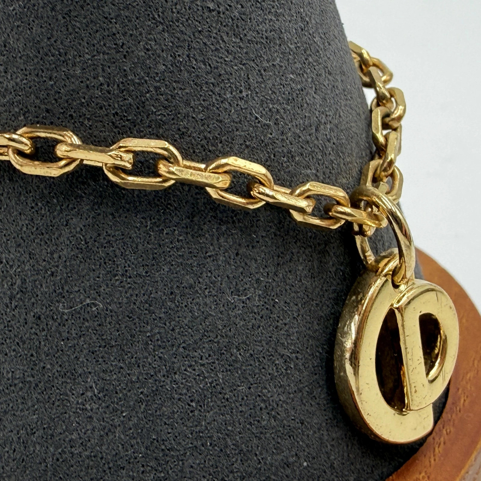DIOR CD Logo Chain Bracelet GTone Logo Charm Total Length 19.5cm GERMANY Engrave