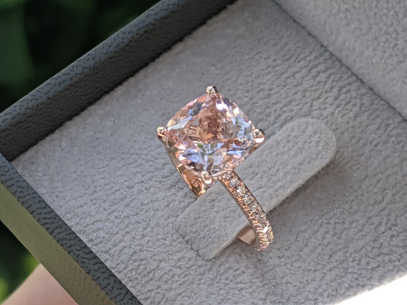 Silver Engagement Ring Morganite Art Deco Bridal’s Wedding Ring Gift For Her