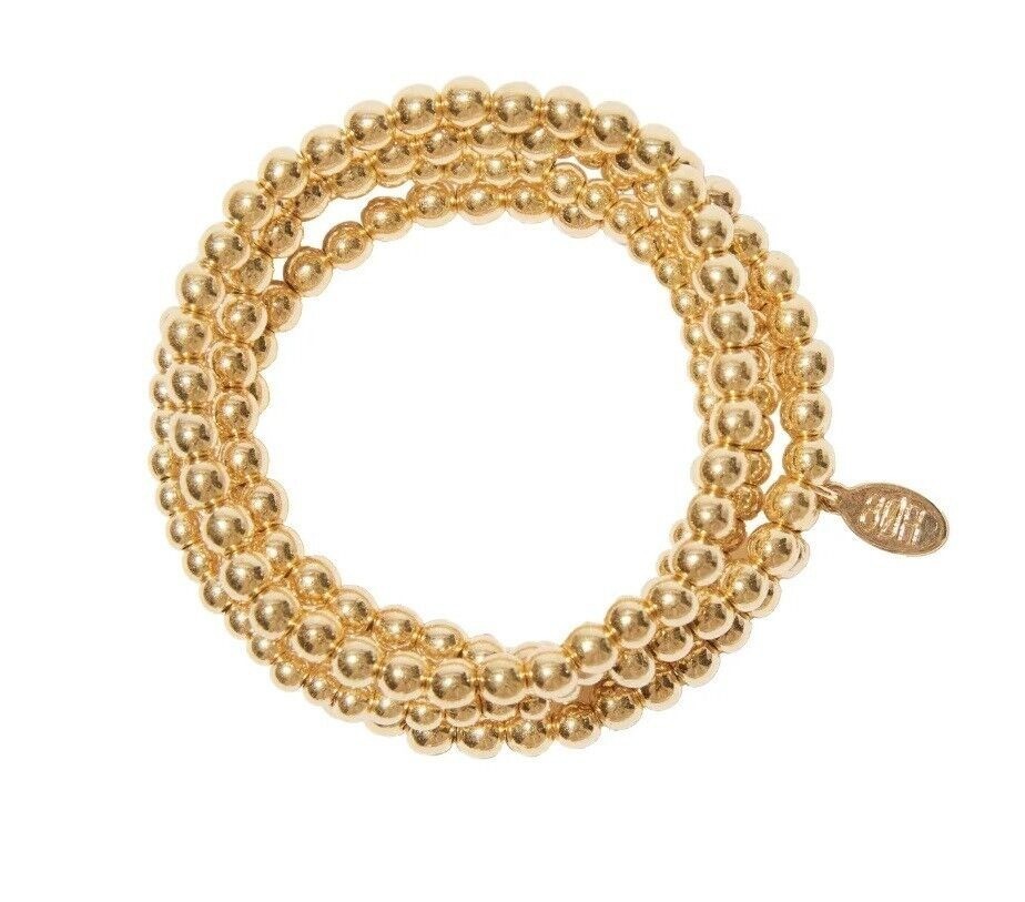 8 Other Reasons Set of 5 18k Gold Plated Beaded Stretch Bracelets NEW