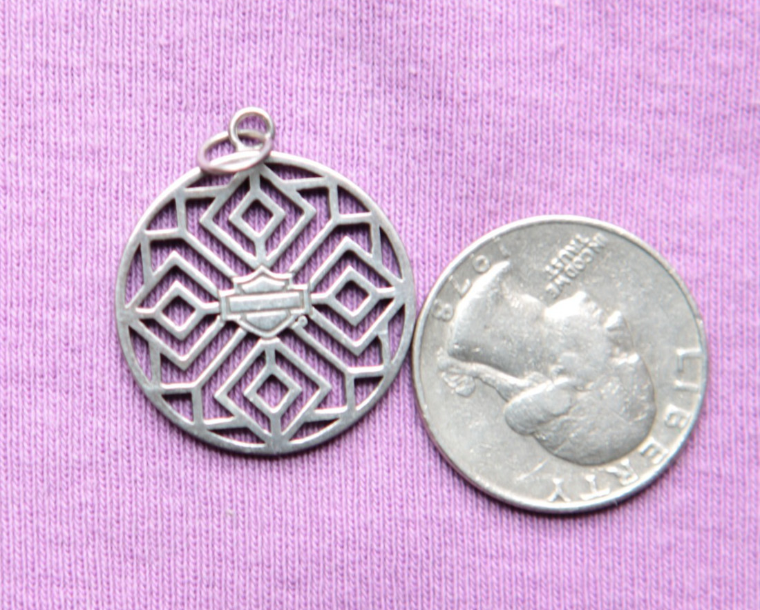 MOD Rare Sterling Silver Harley Davidson Cross Design Pendant