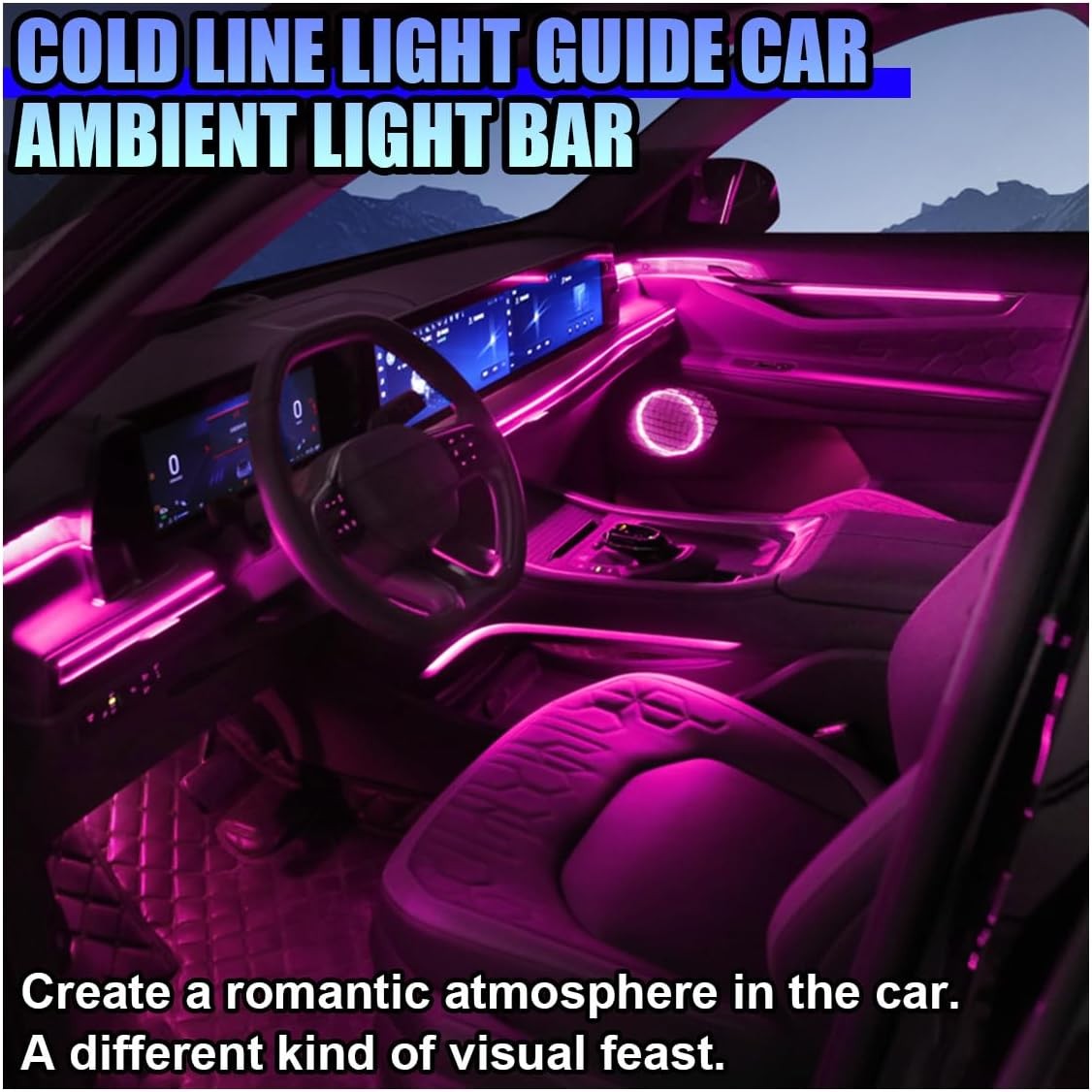 EL Wire Car Interior LED Strip Lights, 5V 16FT USB Neon Light with Color: Pink