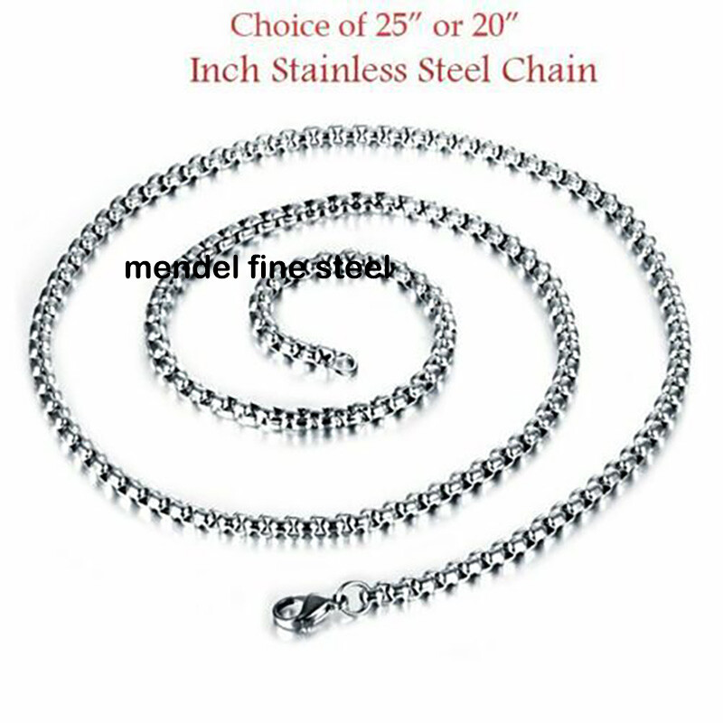 MENDEL Stainless Steel Mens Norse Viking Odin Raven Crow Biker Pendant Necklace