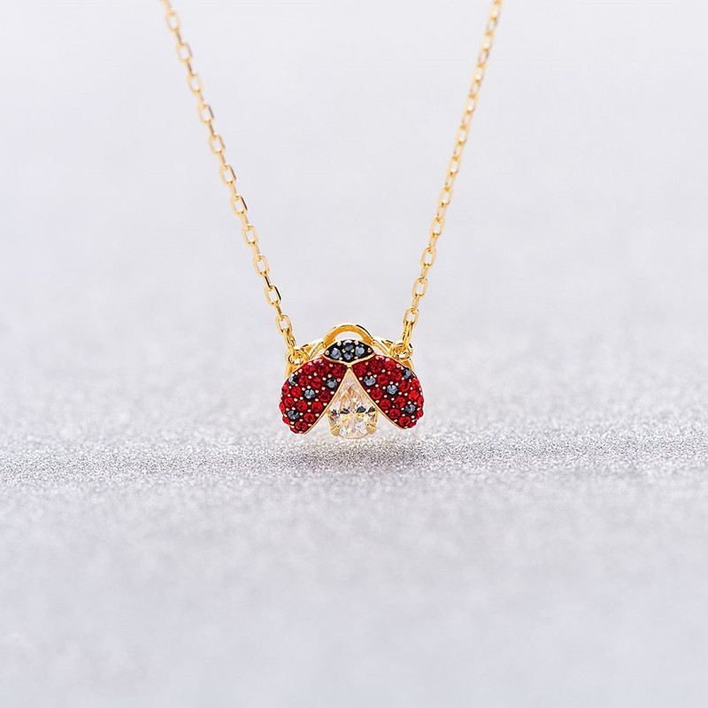 Swarovski Elements Dancing Heart Necklace Women Ladybug