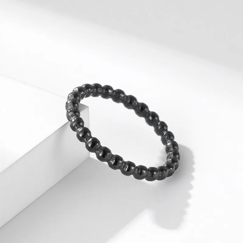 Stackable Ring Stainless Steel 2mm Beads Eternity Band Anniversary Jewelry
