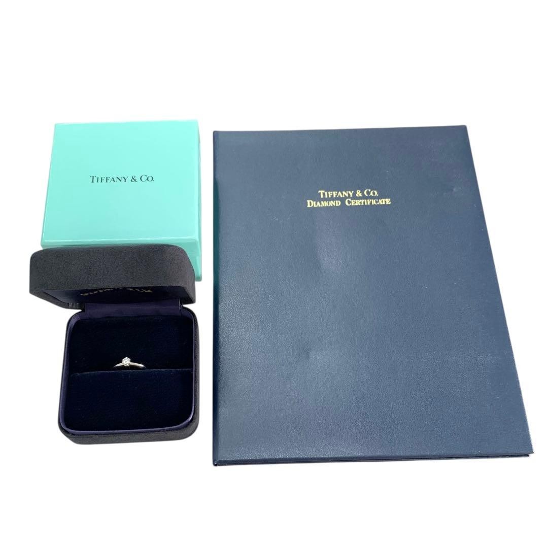 TIFFANY & CO. Solitaire Ring 0.21ct Diamond Platinum US 6 / EU 51 with Box Auth