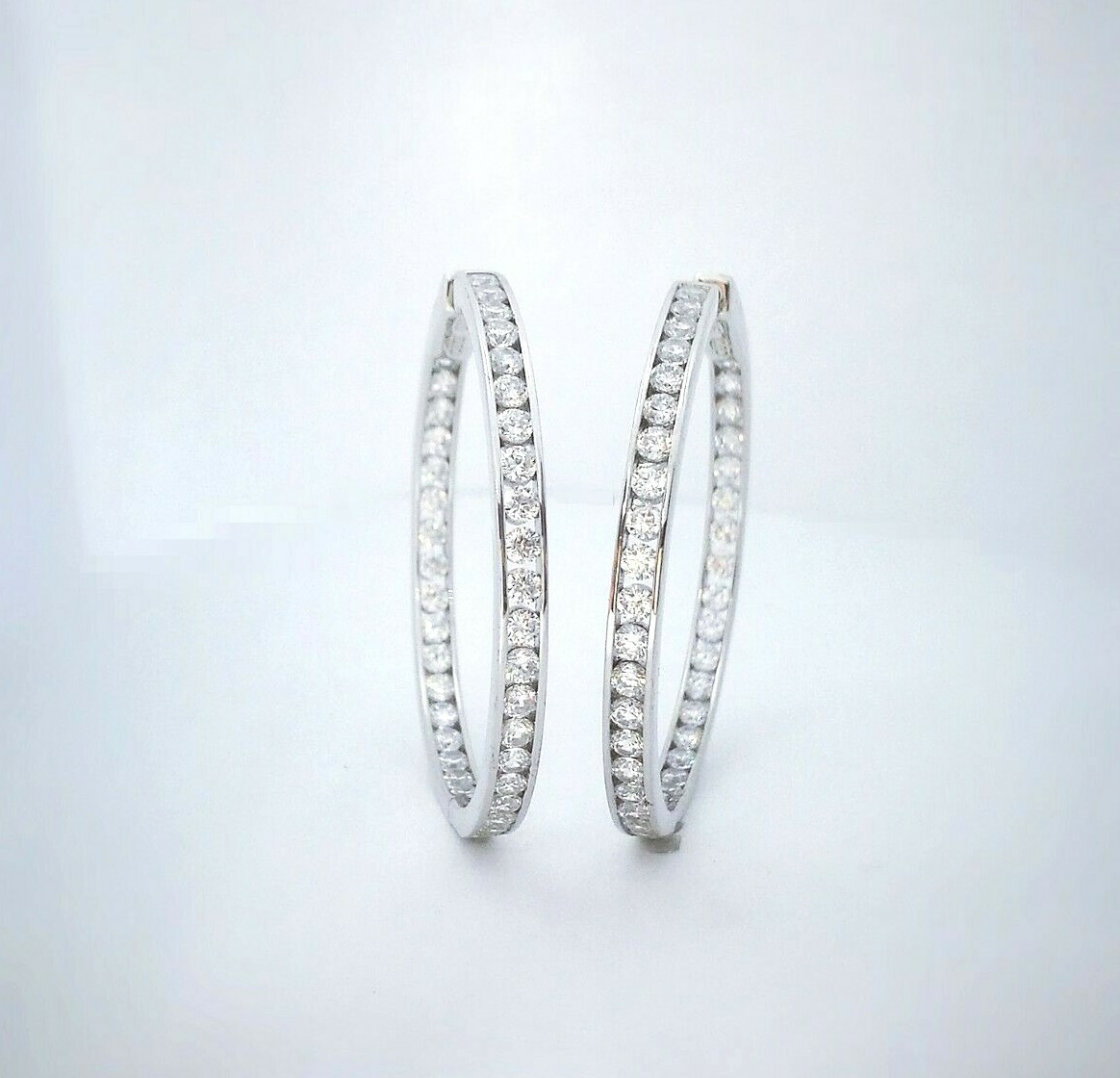 2 Ct Women’s Hoop Earrings Simulated Lab Diamond in 14K Solid Gold Plated Silver