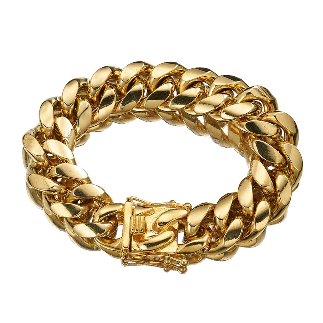 6/8/10/12/14/16/18mm Men Gold Tone Stainless Steel Cuban Link Chain Bracelet