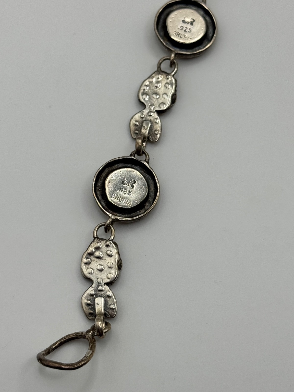 Luli Hamersztein Sterling Silver Roman Glass Rose Flower Toggle Bracelet