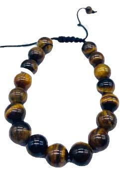 Yellow Tiger Eye Beaded Bracelet 10mm Adjustable Healing Focus Stability Stone