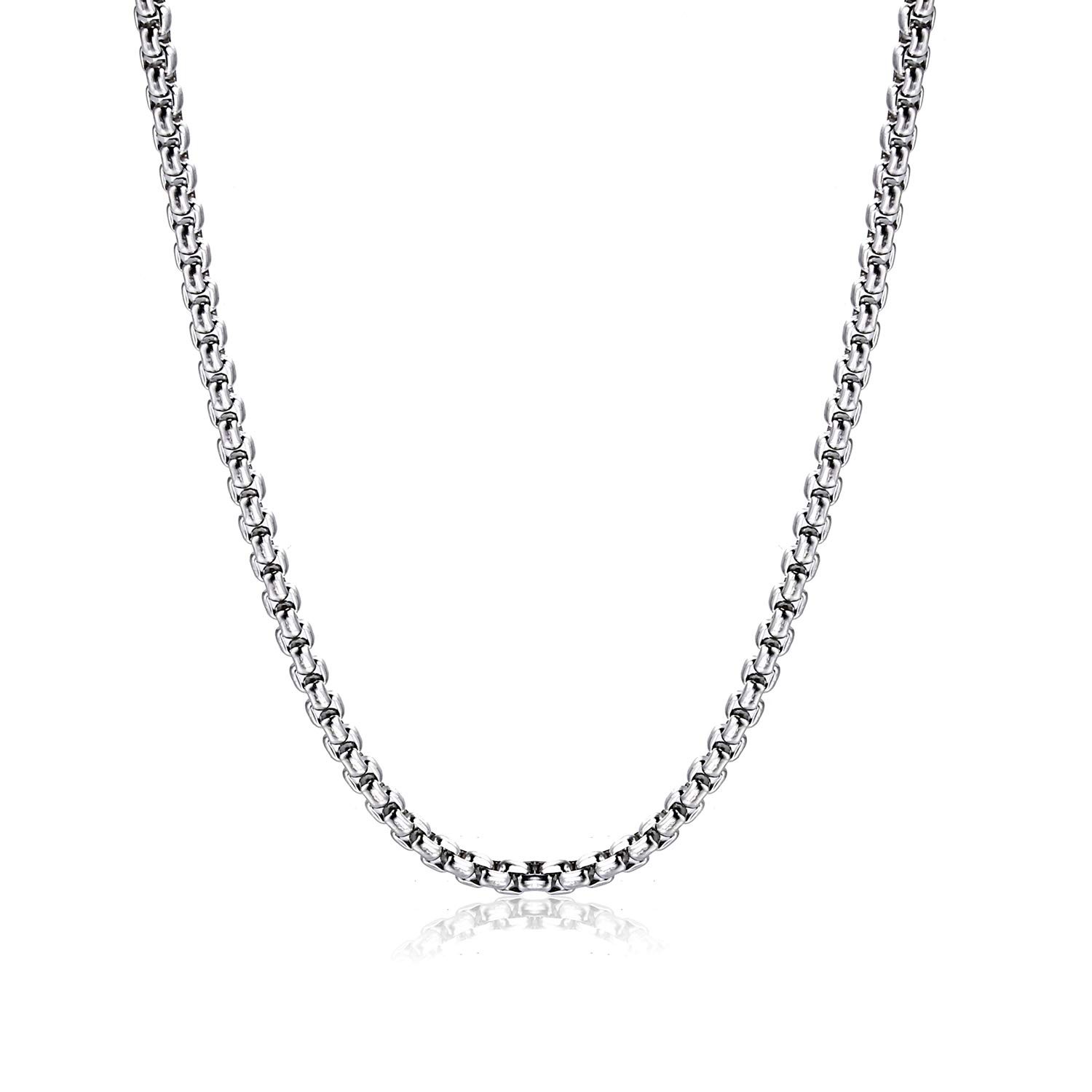 Square Rolo Chain Necklace 3 mm 20inch Stainless Steel Box Chain Jewelry for …