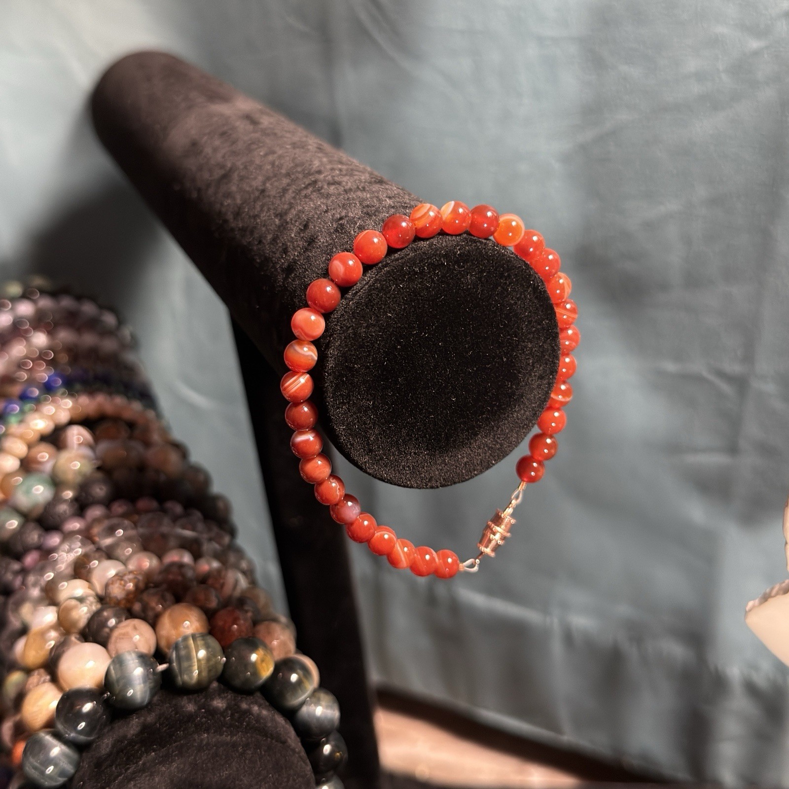 Carnelian Agate Natural Gemstone Bead Bracelet | Smooth Round 6mm